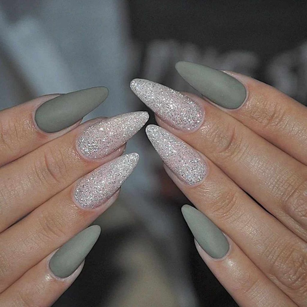 Matte and Sparkle Mix nails